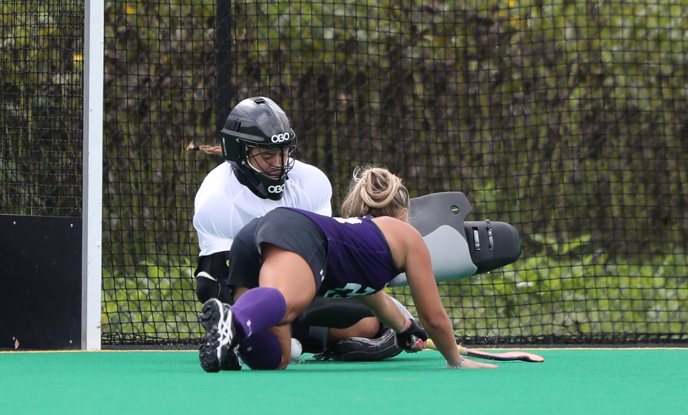 Iowa Hawkeyes goaltender Grace McGuire (62) during an exhibition game against Northwestern Saturday, August 24, 2019 at Grant Field. (Brian Ray/hawkeyesports.com)