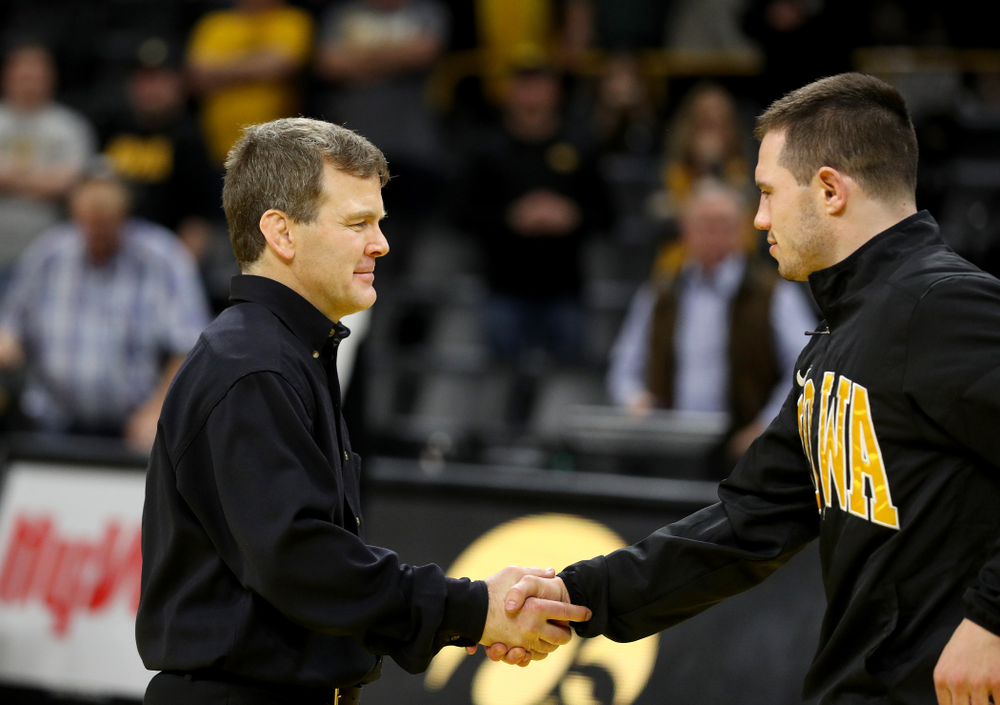 Iowa’s Danny Murphy during senior day activities Sunday, February 23, 2020 at Carver-Hawkeye Arena. (Brian Ray/hawkeyesports.com)
