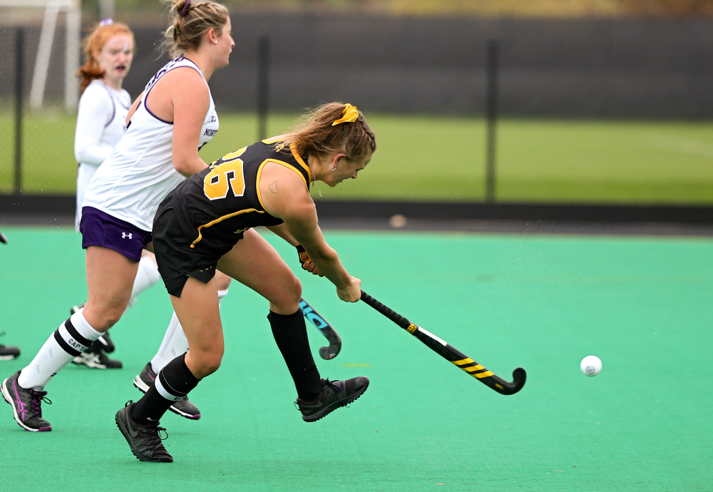Iowa’s Maddy Murphy (26) scores a goal during the fourth quarter of their game at Grant Field in Iowa City on Saturday, Oct 26, 2019. (Stephen Mally/hawkeyesports.com)