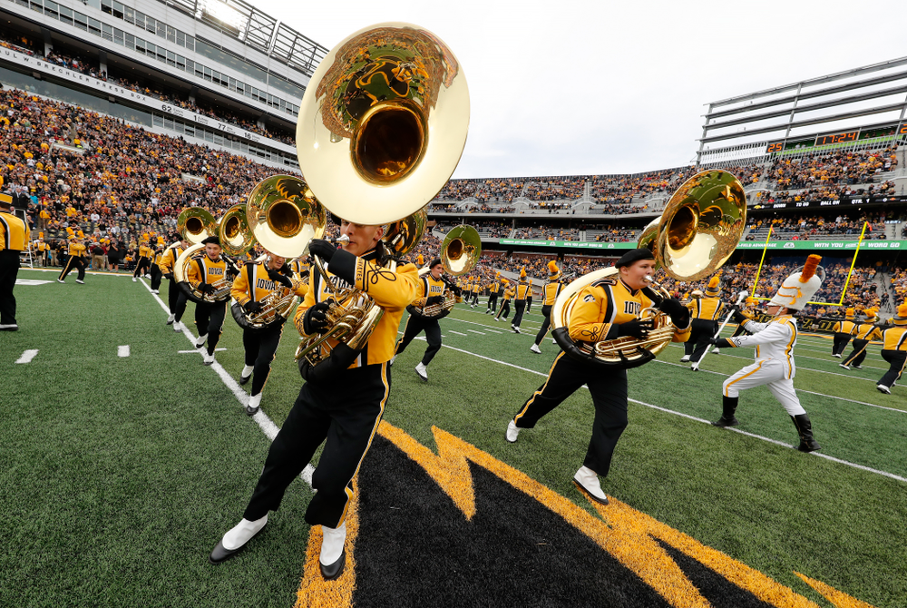 The Hawkeye Marching Band performs before the Iowa Hawkeyes game against against the Iowa State Cyclones Saturday, September 8, 2018 at Kinnick Stadium. (Brian Ray/hawkeyesports.com)
