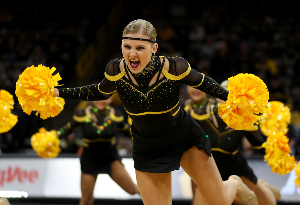 The Iowa Dance Team performs at halftime of the Iowa Hawkeyes game against the Maryland Terrapins Friday, January 10, 2020 at Carver-Hawkeye Arena. (Brian Ray/hawkeyesports.com)