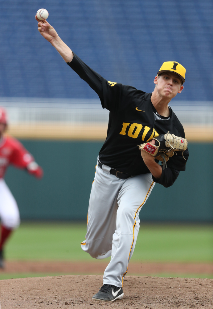 Iowa Hawkeyes Grant Judkins (7) against the Nebraska Cornhuskers in the first round of the Big Ten Baseball Tournament Friday, May 24, 2019 at TD Ameritrade Park in Omaha, Neb. (Brian Ray/hawkeyesports.com)