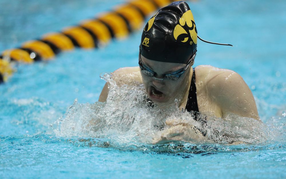 Iowa's Lexi Horner swims the 200 yard Individual Medley Thursday, November 15, 2018 during the 2018 Hawkeye Invitational at the Campus Recreation and Wellness Center. (Brian Ray/hawkeyesports.com)