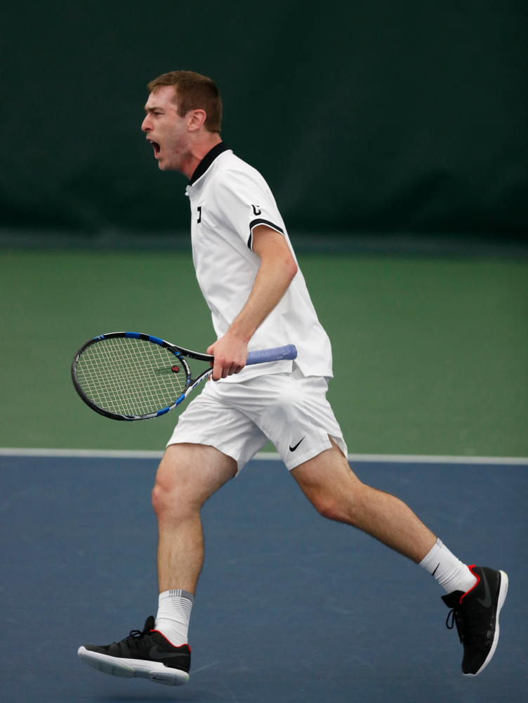 Jake Jacoby against Purdue Sunday, April 15, 2018 at the Hawkeye Tennis and Recreation Center. (Brian Ray/hawkeyesports.com)
