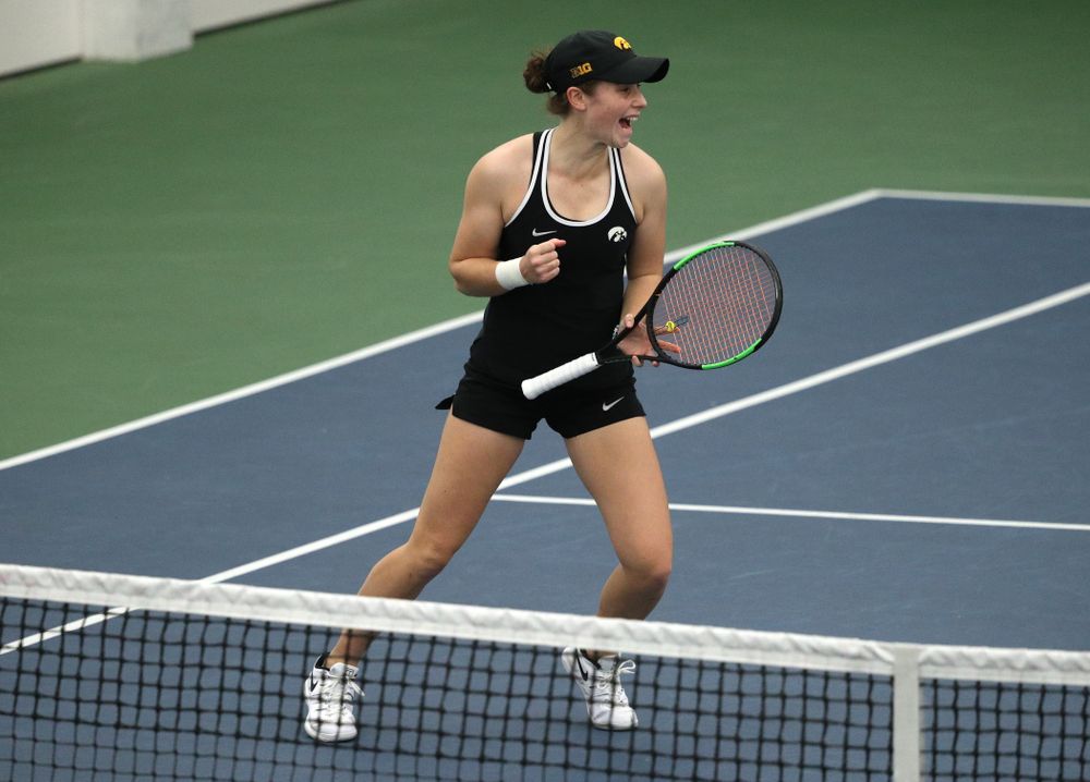 Iowa's Elise Van Heuvelen Treadwell during a doubles match against North Texas Sunday, January 20, 2019 at the Hawkeye Tennis and Recreation Center. (Brian Ray/hawkeyesports.com)