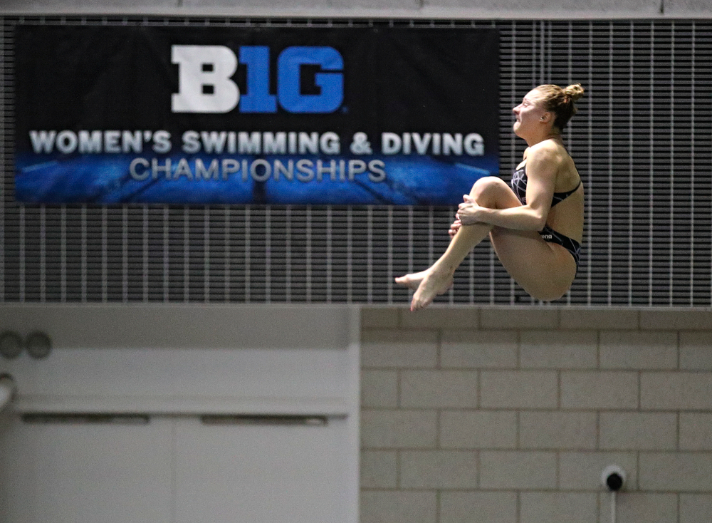 Iowa’s Samantha Tamborski competes in the women’s 3 meter diving final event during the 2020 Women’s Big Ten Swimming and Diving Championships at the Campus Recreation and Wellness Center in Iowa City on Friday, February 21, 2020. (Stephen Mally/hawkeyesports.com)