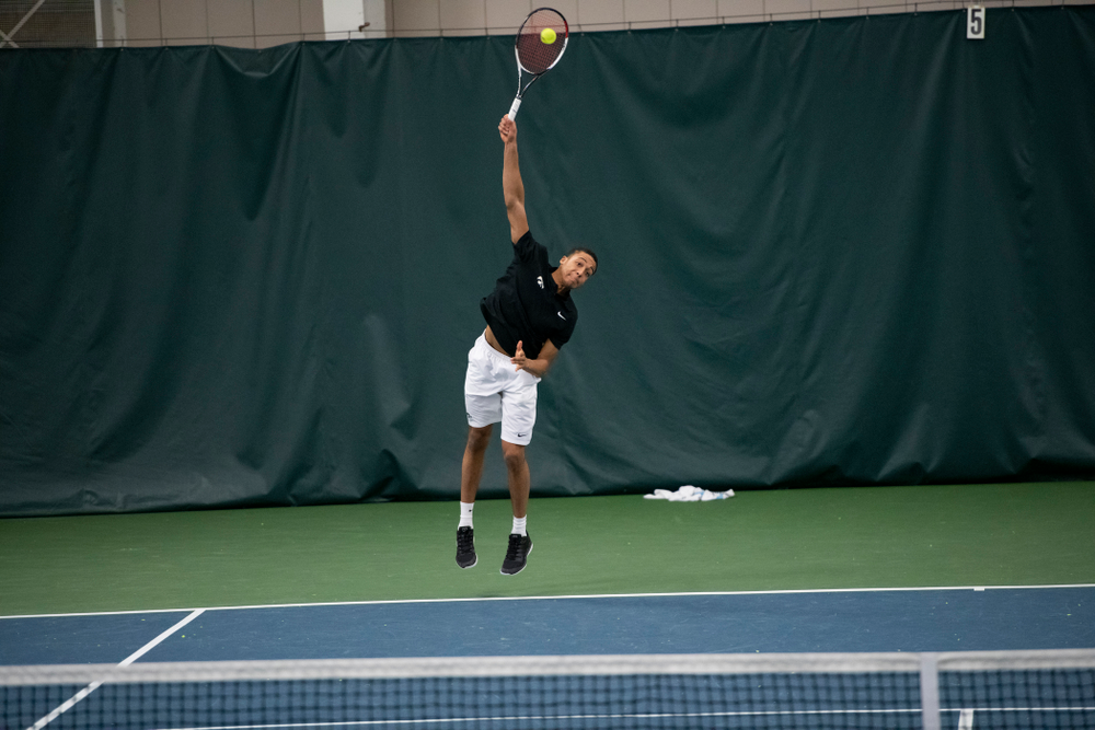 The Iowa men's tennis team competes against Cornell in The Rise Tennis Center in Ithaca, NY on Sunday, Feb. 24, 2019.