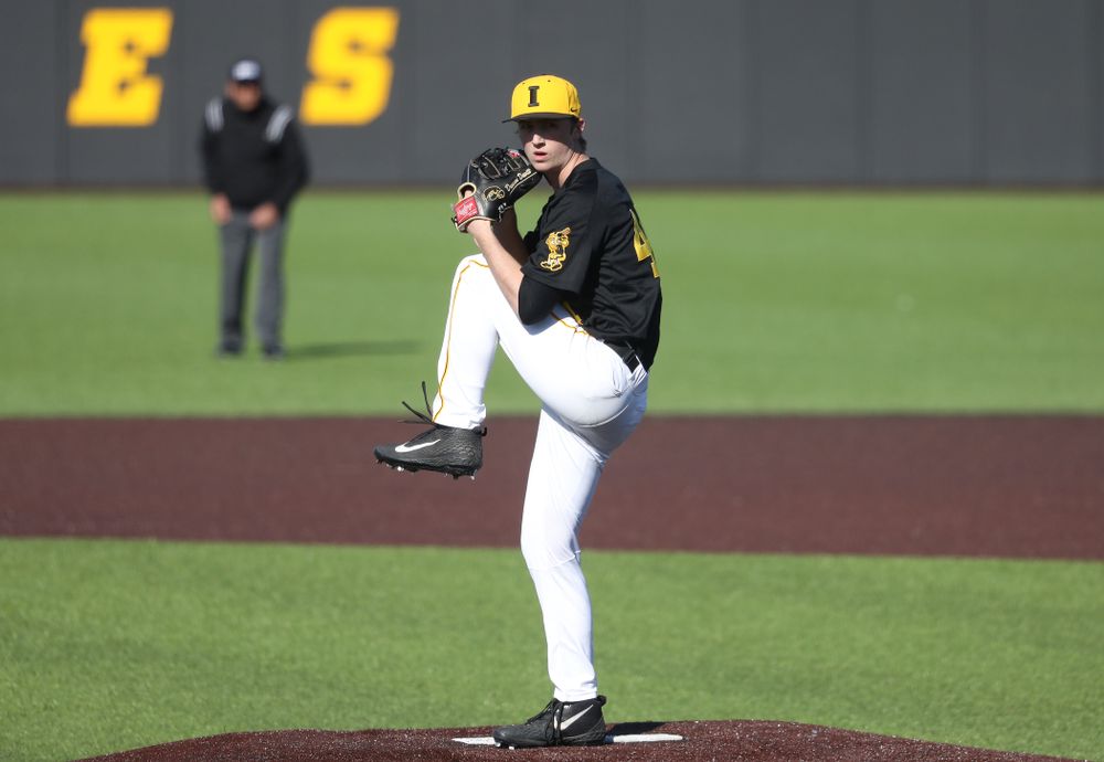 Iowa Hawkeyes Duncan Davitt (44) against the Bradley Braves Tuesday, March 26, 2019 at Duane Banks Field. (Brian Ray/hawkeyesports.com)