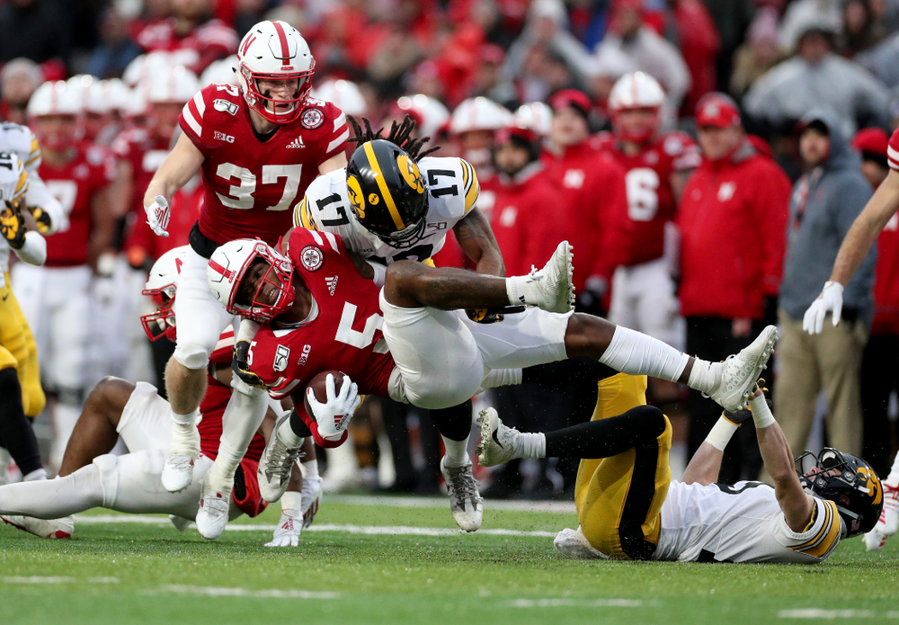 Iowa Hawkeyes defensive back Devonte Young (17) against the Nebraska Cornhuskers Friday, November 29, 2019 at Memorial Stadium in Lincoln, Neb. (Brian Ray/hawkeyesports.com)