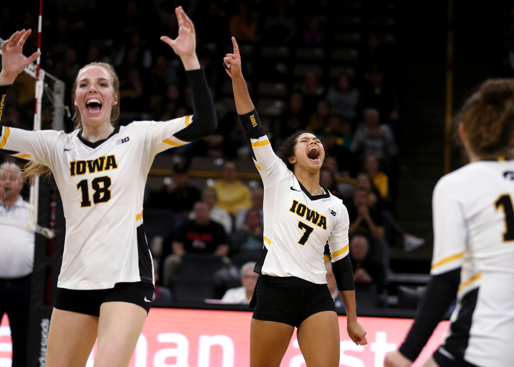 Iowa Hawkeyes setter Gabrielle Orr (7) against the Ohio State Buckeyes Saturday, November 24, 2018 at Carver-Hawkeye Arena. (Brian Ray/hawkeyesports.com)
