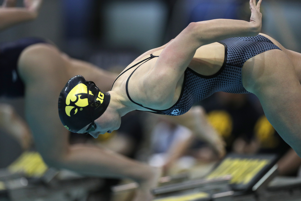 IowaÕs Aleksandra Olesiak swims the 200 yard breaststroke against the Michigan Wolverines Friday, November 1, 2019 at the Campus Recreation and Wellness Center. (Brian Ray/hawkeyesports.com)