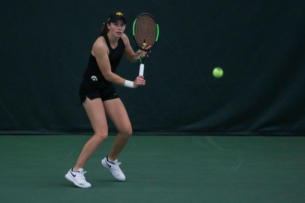 IowaÕs Elise Van Heuvelen Treadwell at womenÕs tennis senior day vs Nebraska on Saturday, April 13, 2019 at the Hawkeye Tennis and Recreation Complex. (Lily Smith/hawkeyesports.com)