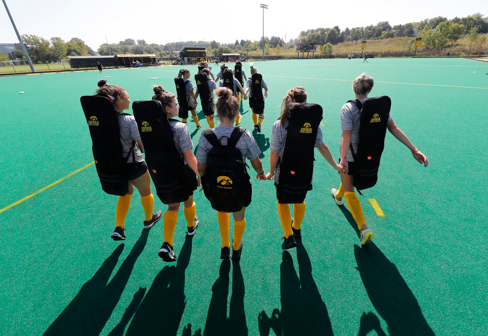 The Iowa Hawkeyes cross the line before their game against Indiana Sunday, September 16, 2018 at Grant Field. (Brian Ray/hawkeyesports.com)