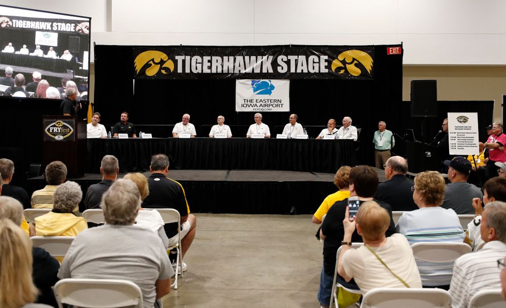 The 1983 Hawkeye Football Coaching Staff at Fry Fest Friday, August 31, 2018 in Coralville. (Brian Ray/hawkeyesports.com)