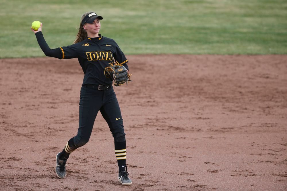 Iowa's Aralee Bogar (2) at game 2 vs Northwestern on Saturday, March 30, 2019 at Bob Pearl Field. (Lily Smith/hawkeyesports.com)
