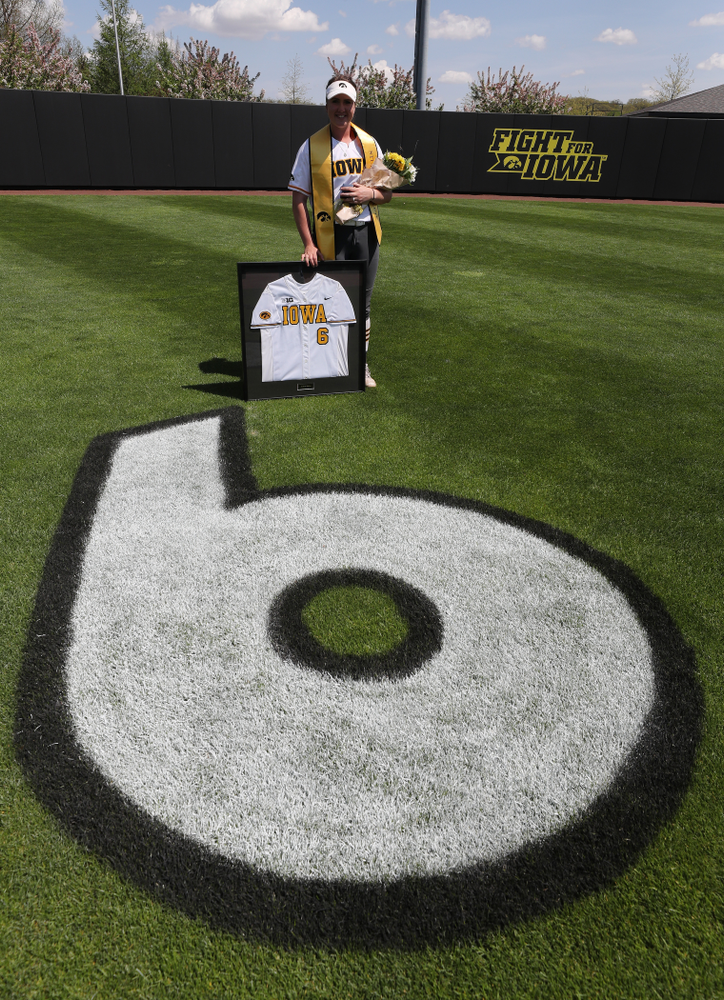 Iowa Hawkeyes Erin Riding (6) during senior day festivities following their game against the Ohio State Buckeyes Sunday, May 5, 2019 at Pearl Field. (Brian Ray/hawkeyesports.com)ic