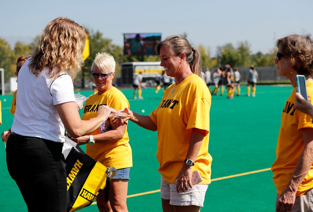 Former field hockey players receive their varsity letters before the Iowa Hawkeyes game against Indiana Sunday, September 16, 2018 at Grant Field. (Brian Ray/hawkeyesports.com)