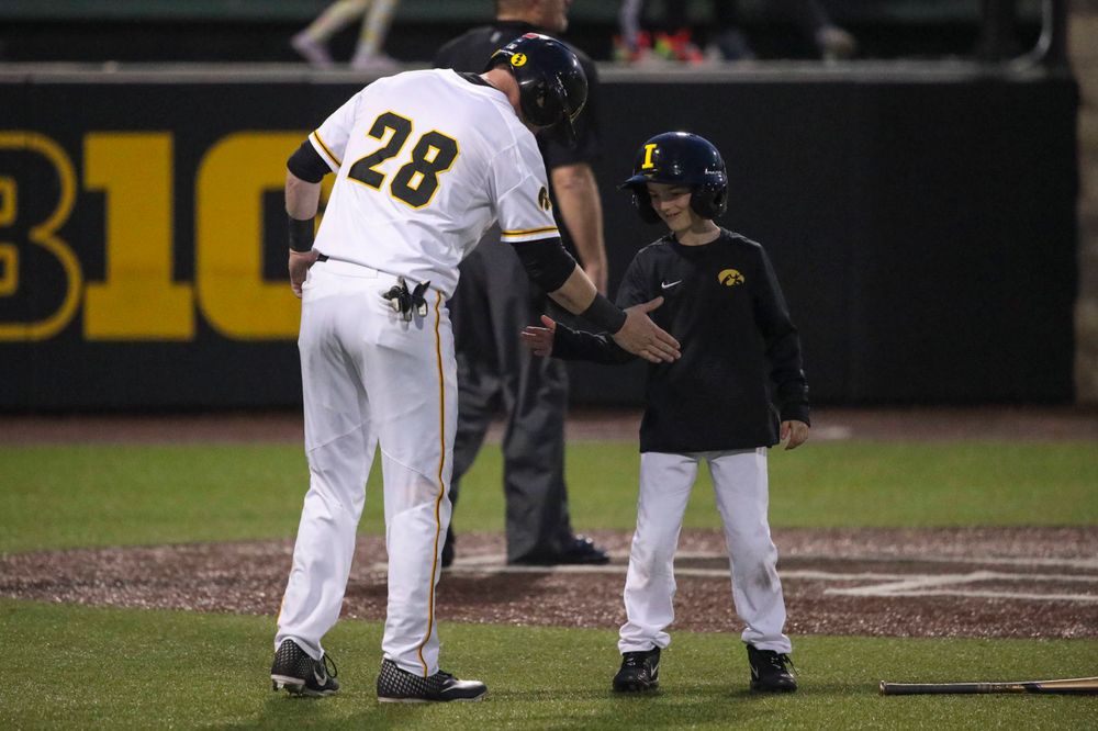 Iowa infielder Chris Whelan at game 1 vs Rutgers on Friday, April 5, 2019 at Duane Banks Field. (Lily Smith/hawkeyesports.com)