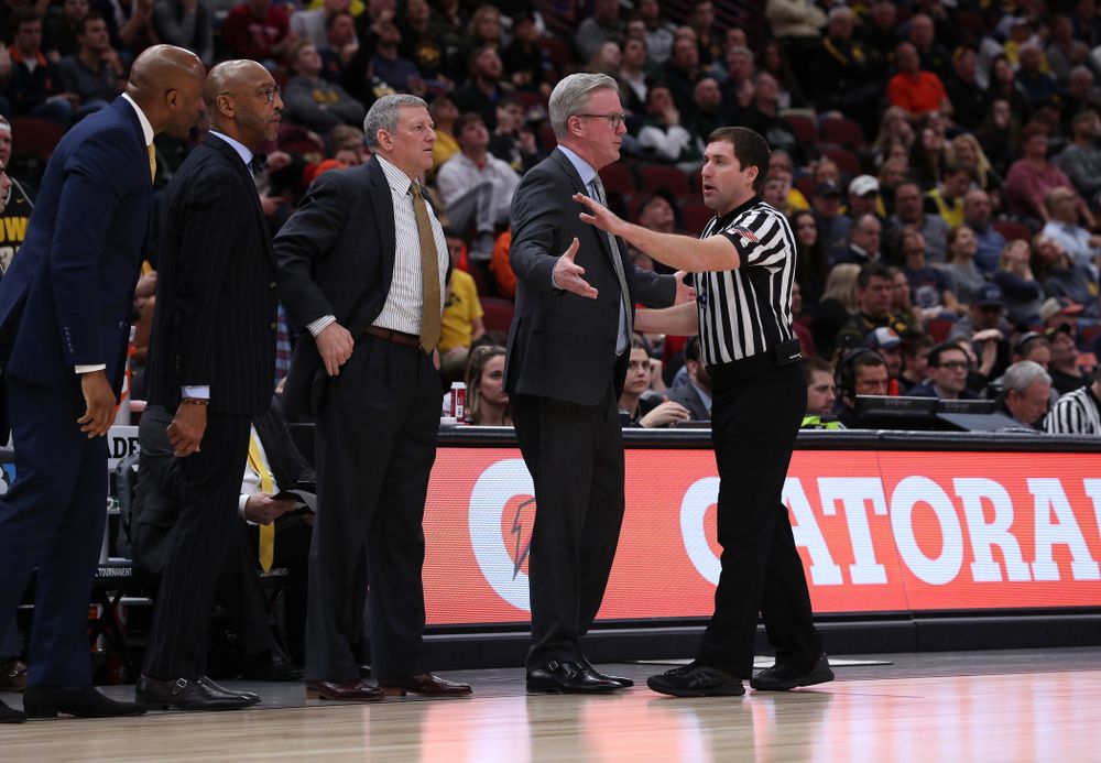 Iowa Hawkeyes head coach Fran McCaffery against the Illinois Fighting Illini in the 2019 Big Ten Men's Basketball Tournament Thursday, March 14, 2019 at the United Center in Chicago. (Brian Ray/hawkeyesports.com)