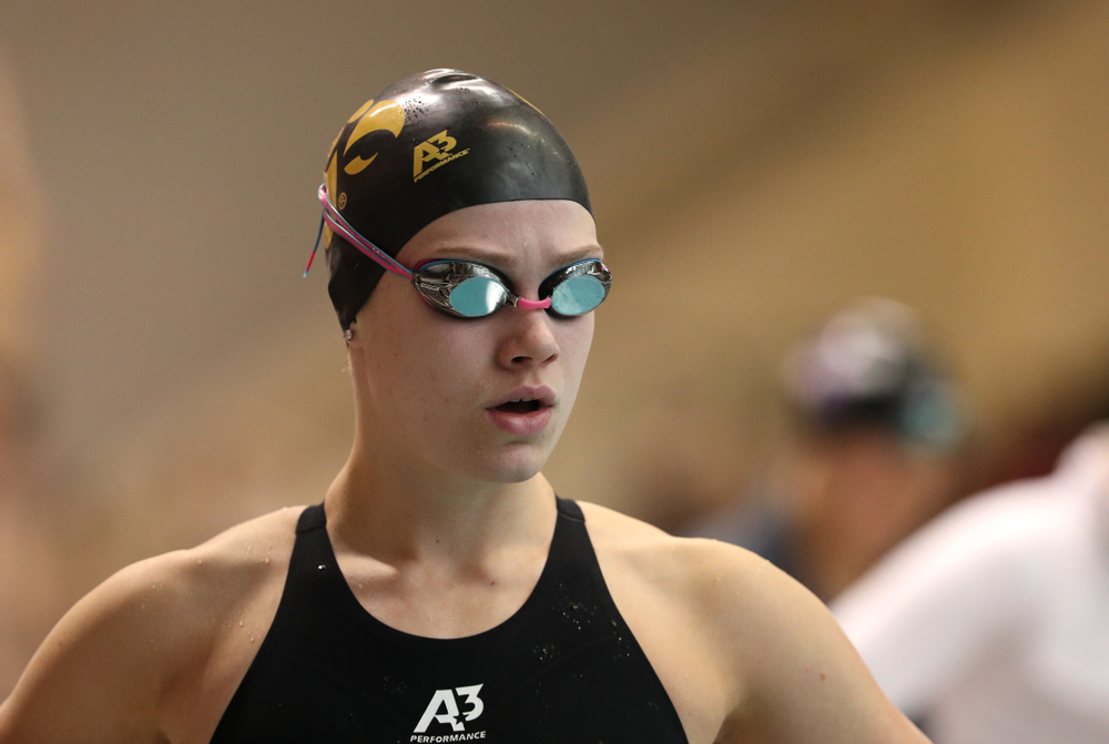 Iowa's Lauren McDougall swims the 50-yard freestyle during the 2019 Women's Big Ten Swimming and Diving meet Thursday, February 21, 2019 in Bloomington, Indiana. (Brian Ray/hawkeyesports.com)