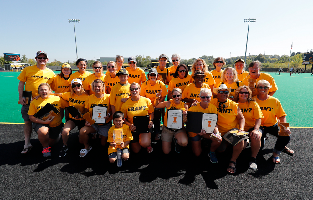 Former field hockey players receive their varsity letters before the Iowa Hawkeyes game against Indiana Sunday, September 16, 2018 at Grant Field. (Brian Ray/hawkeyesports.com)
