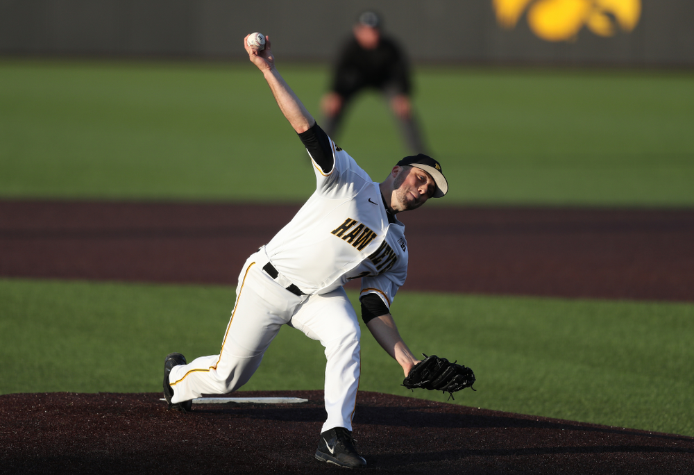 Iowa Hawkeyes Cole McDonald (11) against the Michigan State Spartans Friday, May 10, 2019 at Duane Banks Field. (Brian Ray/hawkeyesports.com)