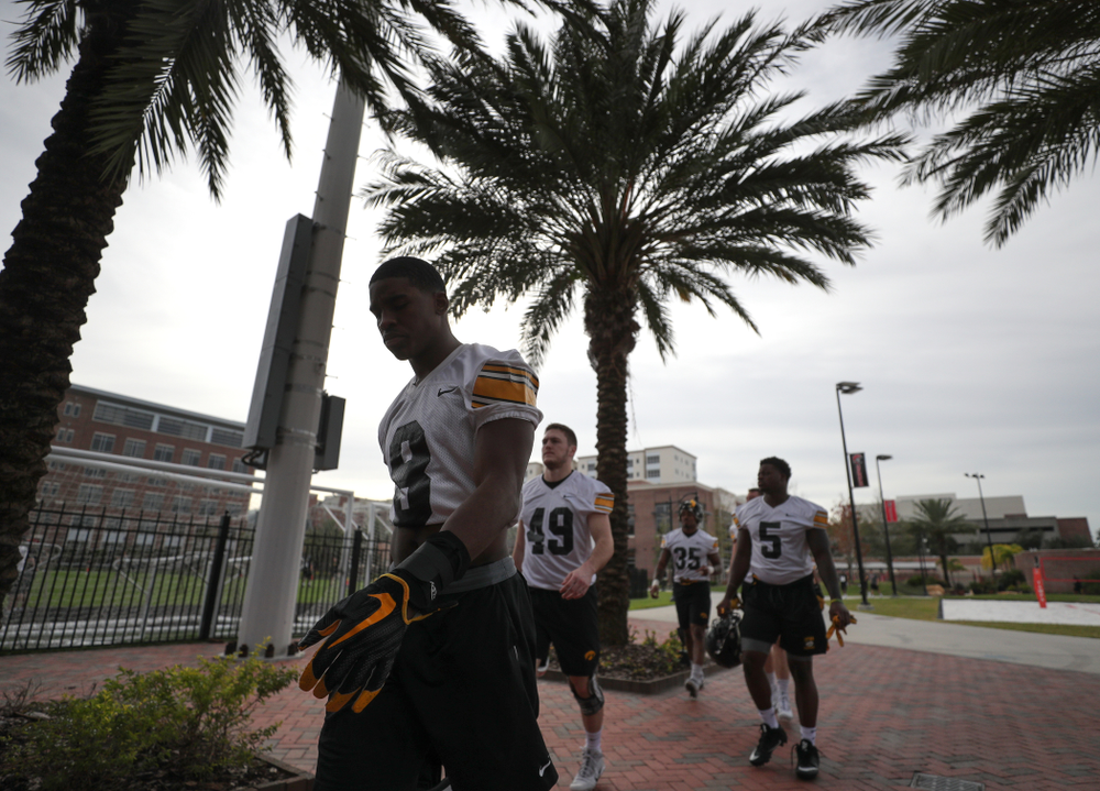 Iowa Hawkeyes defensive back Matt Hankins (8) during the team's first Outback Bowl Practice in Florida Thursday, December 27, 2018 at Tampa University. (Brian Ray/hawkeyesports.com)