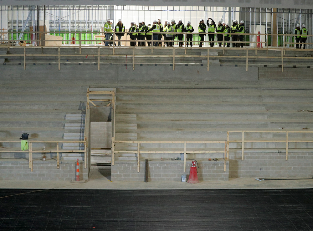 The Iowa Volleyball team and staff take a construction tour of Xtream Arena in Coralville on Thursday, January 30, 2020. (Stephen Mally/hawkeyesports.com)