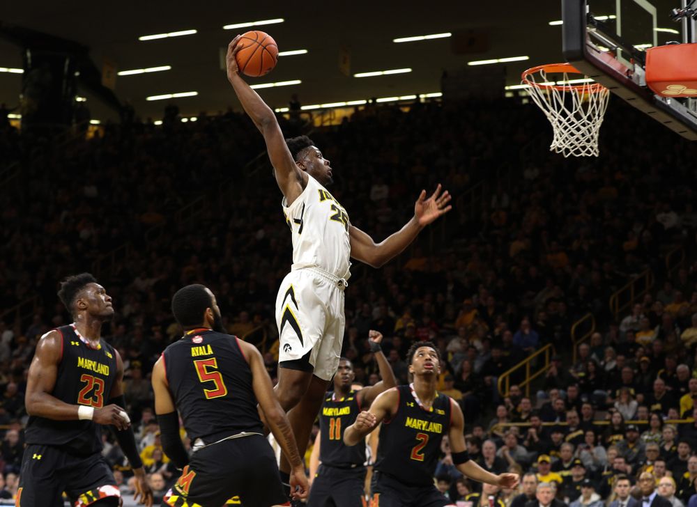 Iowa Hawkeyes forward Tyler Cook (25) against the Maryland Terapins Tuesday, February 19, 2019 at Carver-Hawkeye Arena. (Brian Ray/hawkeyesports.com)