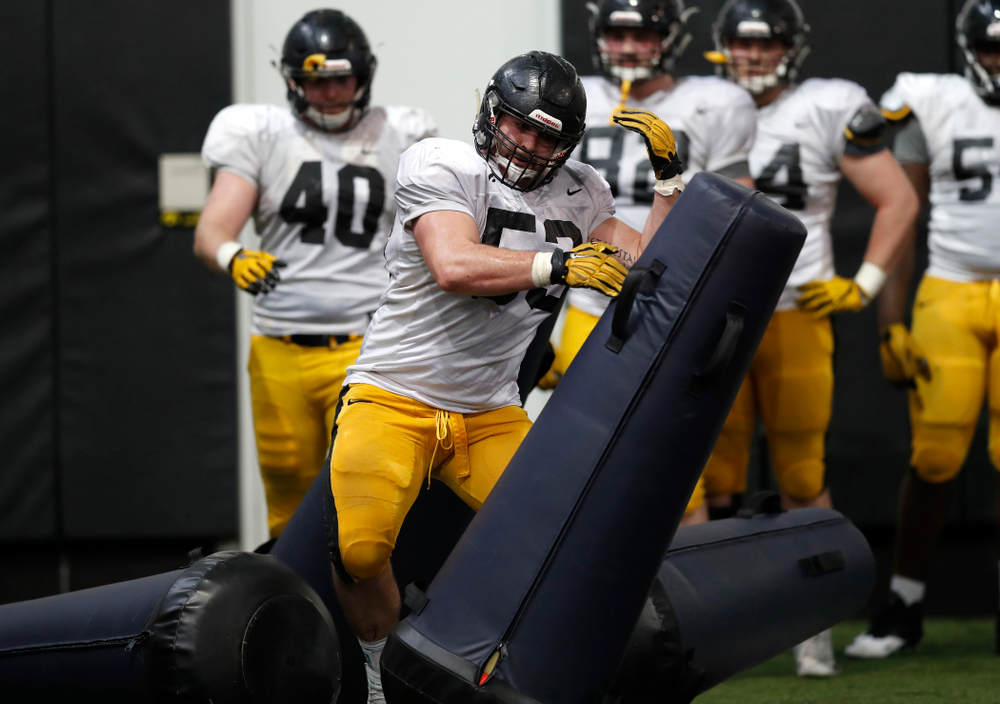 Iowa Hawkeyes defensive lineman Garret Jansen (53) during spring practice Wednesday, March 28, 2018 at the Hansen Football Performance Center. (Brian Ray/hawkeyesports.com)