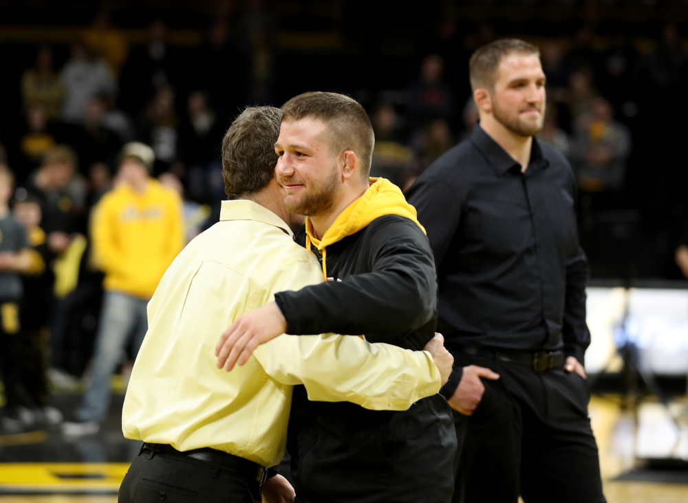 Iowa’s Jeren Glosser during senior day activities Sunday, February 23, 2020 at Carver-Hawkeye Arena. (Brian Ray/hawkeyesports.com)