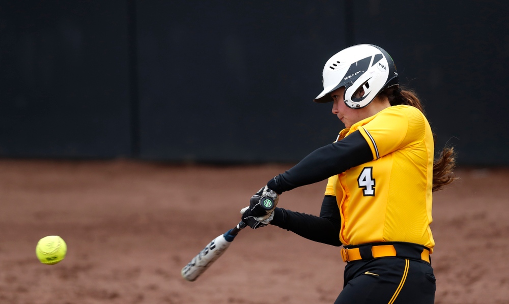 Iowa Hawkeyes infielder Taylor Libby (4) against UW Green Bay Tuesday, March 27, 2018 at Bob Pearl Field. (Brian Ray/hawkeyesports.com)