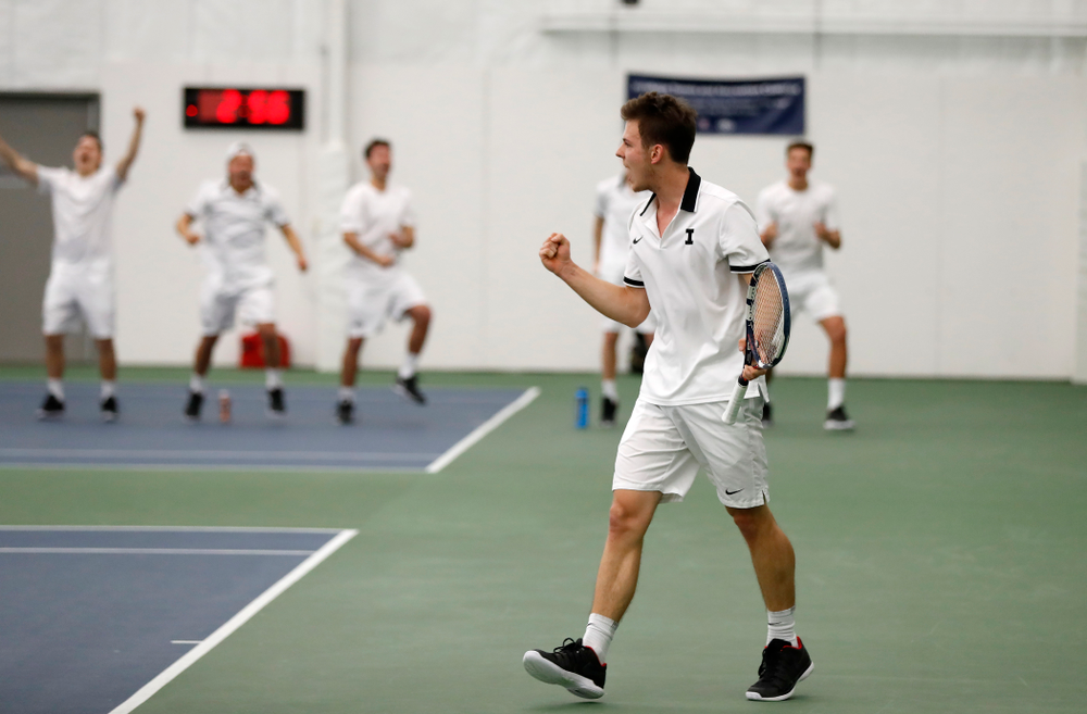 Piotr Smietana against Purdue Sunday, April 15, 2018 at the Hawkeye Tennis and Recreation Center. (Brian Ray/hawkeyesports.com)