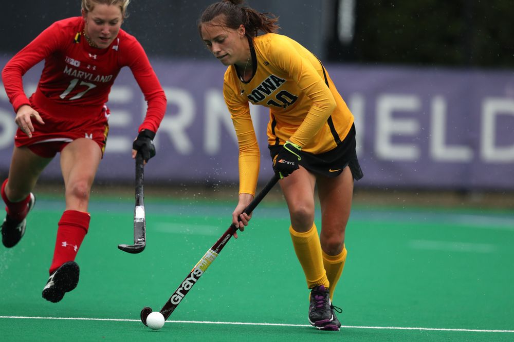 Iowa Hawkeyes Isabella Brown (10) against Maryland during the championship game of the Big Ten Tournament Sunday, November 4, 2018 at Lakeside Field in Evanston, Ill. (Brian Ray/hawkeyesports.com)