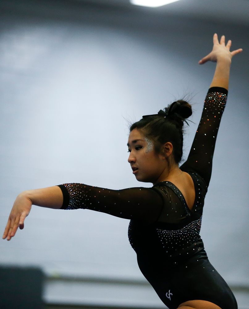 Nicole Chow competes on the balance beam during the Black and Gold Intrasquad meet at the Field House on 12/2/17. (Tork Mason/hawkeyesports.com)