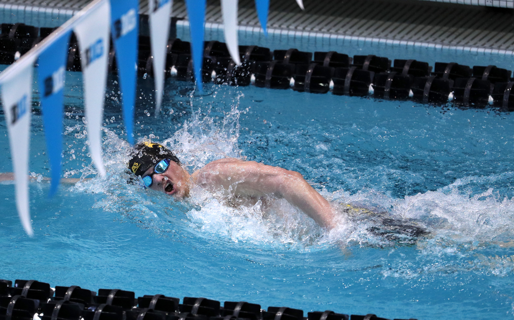 Iowa's Tom Schab swims in the preliminaries of the 500-yard freestyle during the 2019 Big Ten Swimming and Diving Championships Thursday, February 28, 2019 at the Campus Wellness and Recreation Center. (Brian Ray/hawkeyesports.com)