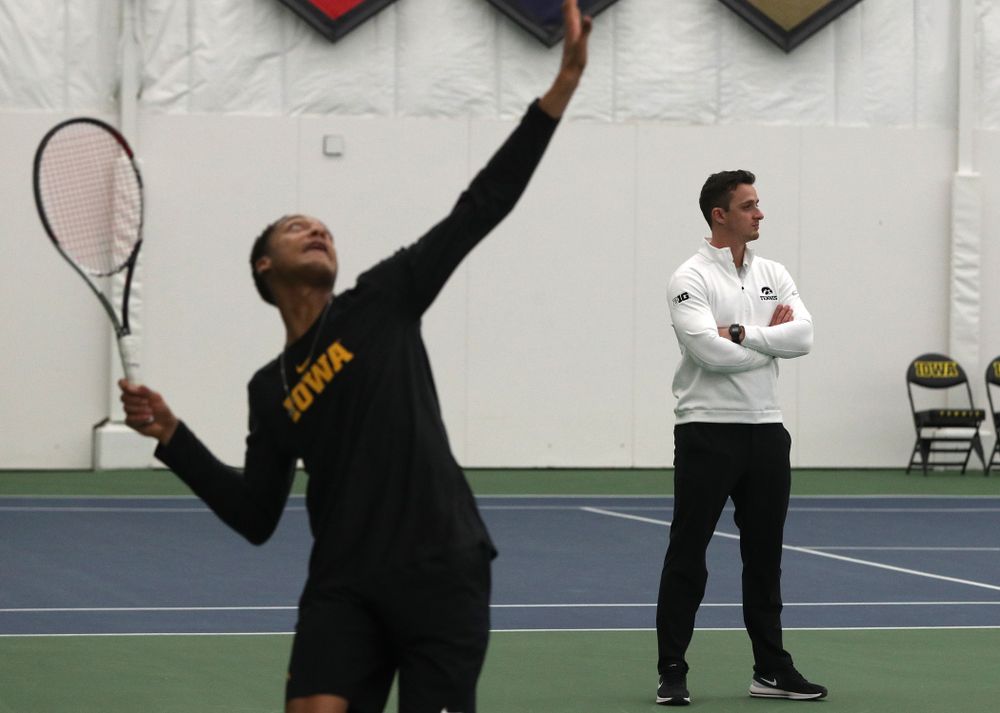 Iowa Hawkeyes assistant coach Joey Manilla against the Butler Bulldogs Sunday, January 27, 2019 at the Hawkeye Tennis and Recreation Complex. (Brian Ray/hawkeyesports.com)
