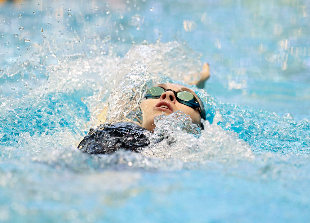 Iowa’s Georgia Clark swims the women’s 400 yard individual medley preliminary event during the 2020 Women’s Big Ten Swimming and Diving Championships at the Campus Recreation and Wellness Center in Iowa City on Friday, February 21, 2020. (Stephen Mally/hawkeyesports.com)