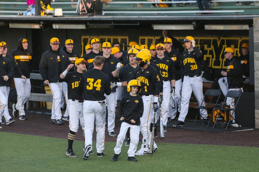 The Iowa baseball team at the game vs. Bradley on Tuesday, March 26, 2019 at (place). (Lily Smith/hawkeyesports.com)