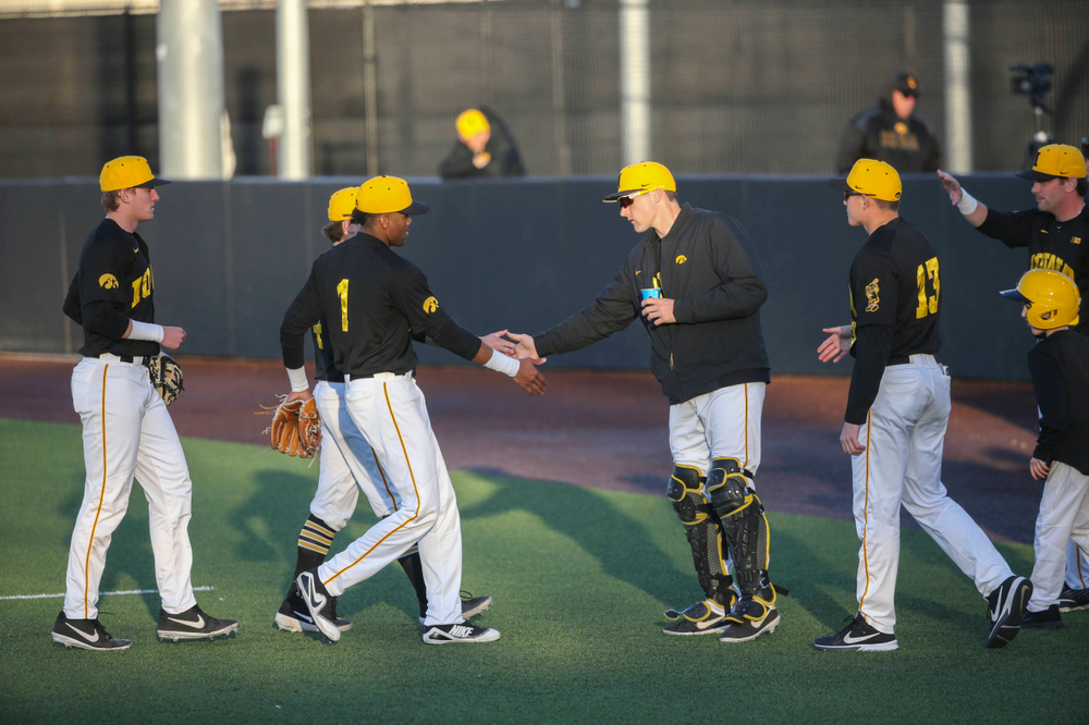 The Iowa baseball team at the game vs. Bradley on Tuesday, March 26, 2019 at (place). (Lily Smith/hawkeyesports.com)