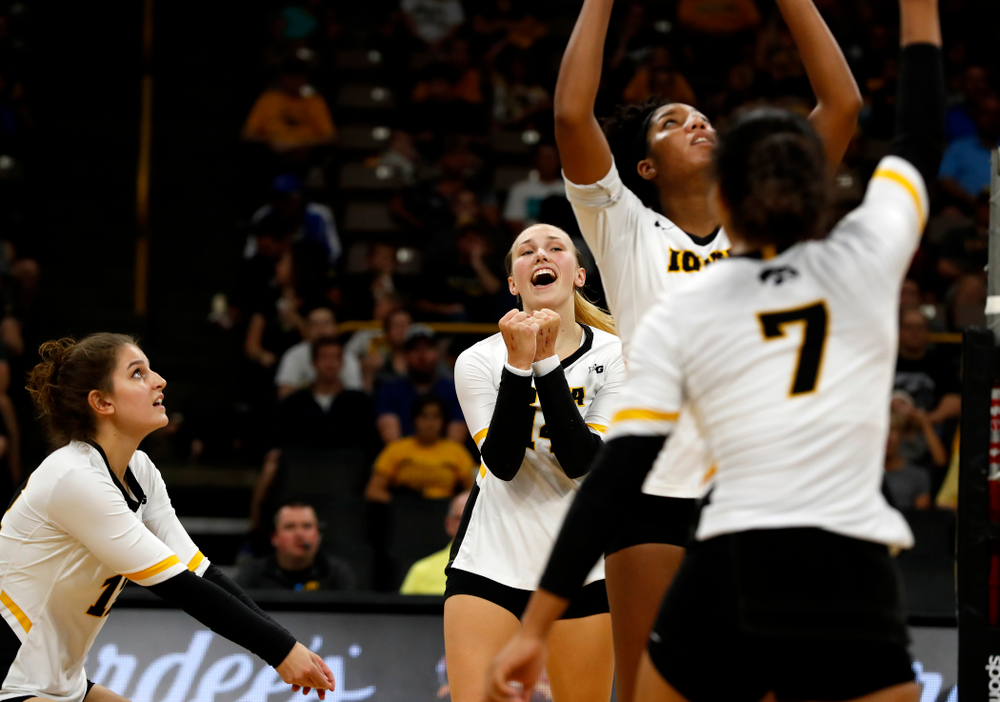 Iowa Hawkeyes outside hitter Cali Hoye (14) against Eastern Illinois Sunday, September 9, 2018 at Carver-Hawkeye Arena. (Brian Ray/hawkeyesports.com)