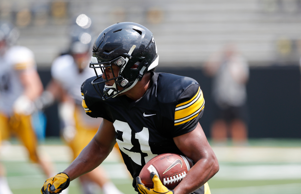 Iowa Hawkeyes running back Ivory Kelly-Martin (21) during Kids Day Saturday, August 11, 2018 at Kinnick Stadium. (Brian Ray/hawkeyesports.com)
