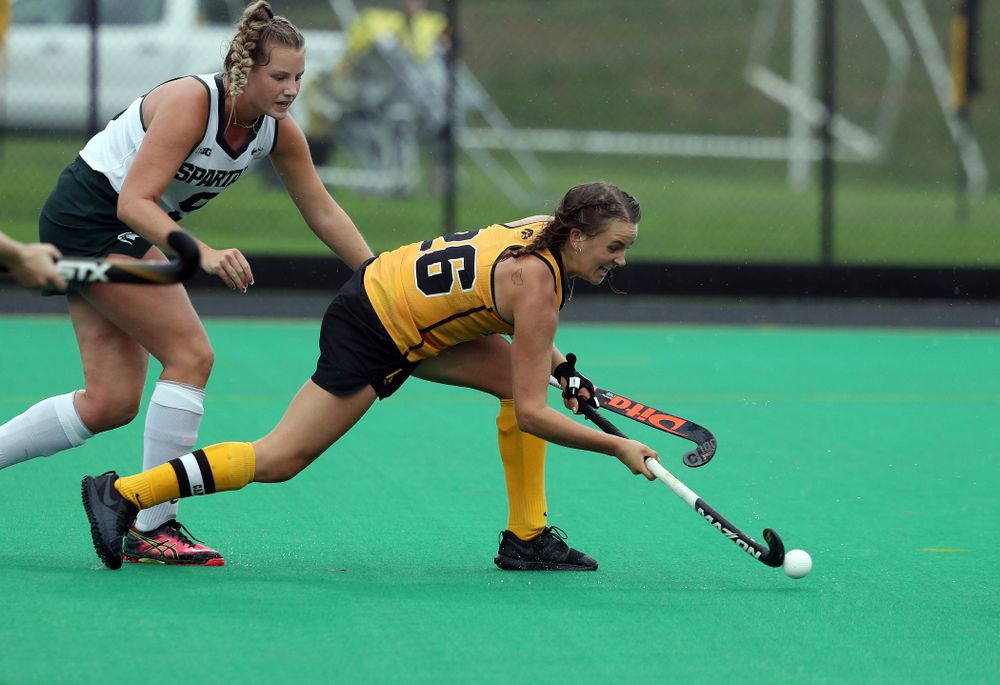 Iowa Hawkeyes forward Maddy Murphy (26) against the Michigan State Spartans Sunday, September 29, 2019 at Grant Field. (Brian Ray/hawkeyesports.com)