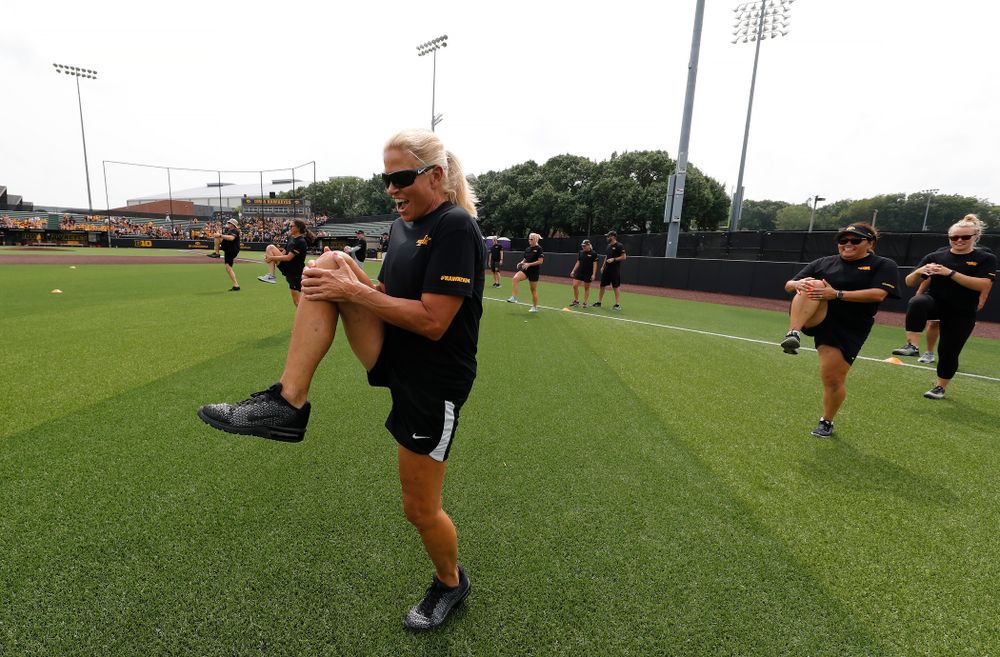 Head Softball Coach Renee Gillispie during the Iowa Student Athlete Kickoff Kickball game Sunday, August 19, 2018 at Duane Banks Field. (Brian Ray/hawkeyesports.com)