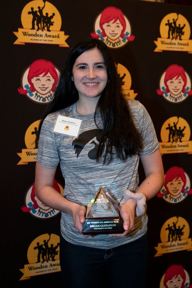 Iowa Hawkeyes forward Megan Gustafson (10) during the Wooden Award DukeÕs Dinner Thursday, April 11, 2019 at the LA Athletic Club. (Brian Ray/hawkeyesports.com)