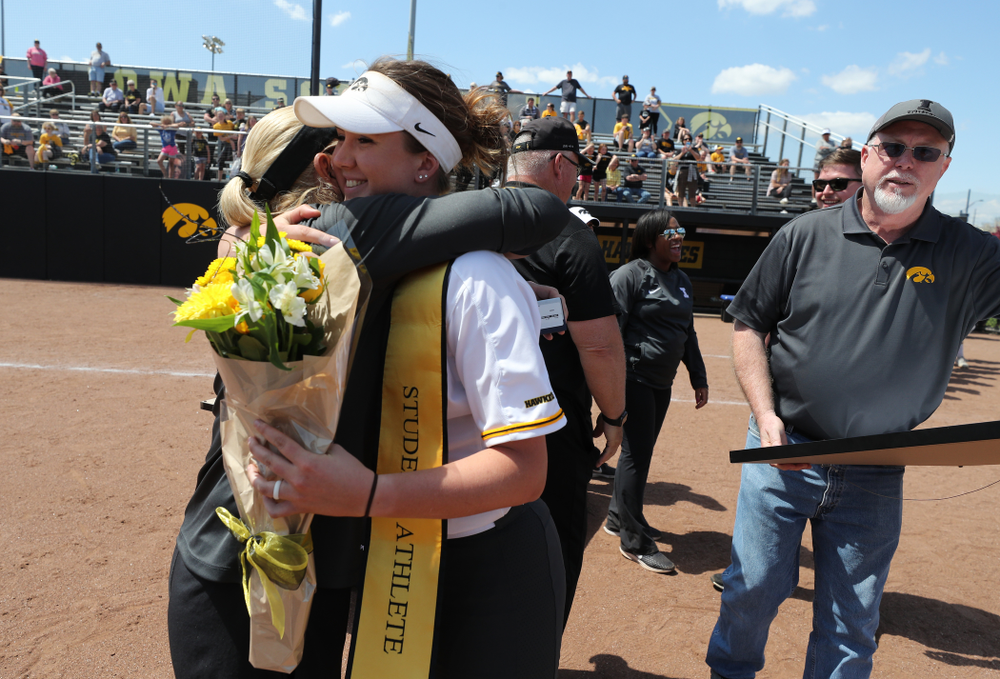 Iowa Hawkeyes Erin Riding (6) during senior day festivities following their game against the Ohio State Buckeyes Sunday, May 5, 2019 at Pearl Field. (Brian Ray/hawkeyesports.com)ic