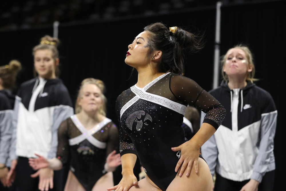 Iowa's Clair Kaji competes on the floor against the Rutgers Scarlet Knights Saturday, January 26, 2019 at Carver-Hawkeye Arena. (Brian Ray/hawkeyesports.com)