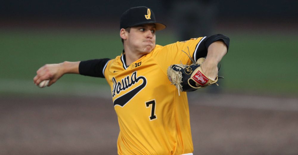 Iowa Hawkeyes Grant Judkins (7) against California State Northridge Sunday, March 17, 2019 at Duane Banks Field. (Brian Ray/hawkeyesports.com)