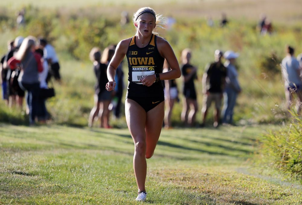 IowaÕs Aly Weum runs in the 2019 Hawkeye Invitational Friday, September 6, 2019 at the Ashton Cross Country Course. (Brian Ray/hawkeyesports.com)