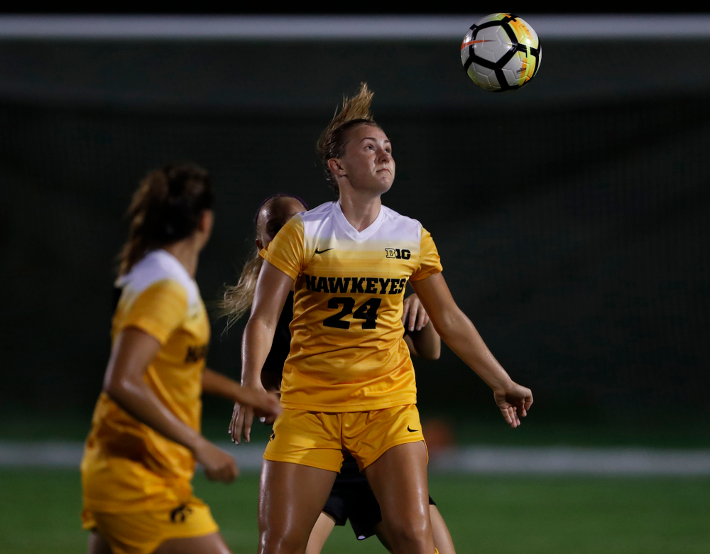 Iowa Hawkeyes Sara Wheaton (24) against the Missouri Tigers Friday, August 17, 2018 at the Iowa Soccer Complex. (Brian Ray/hawkeyesports.com)
